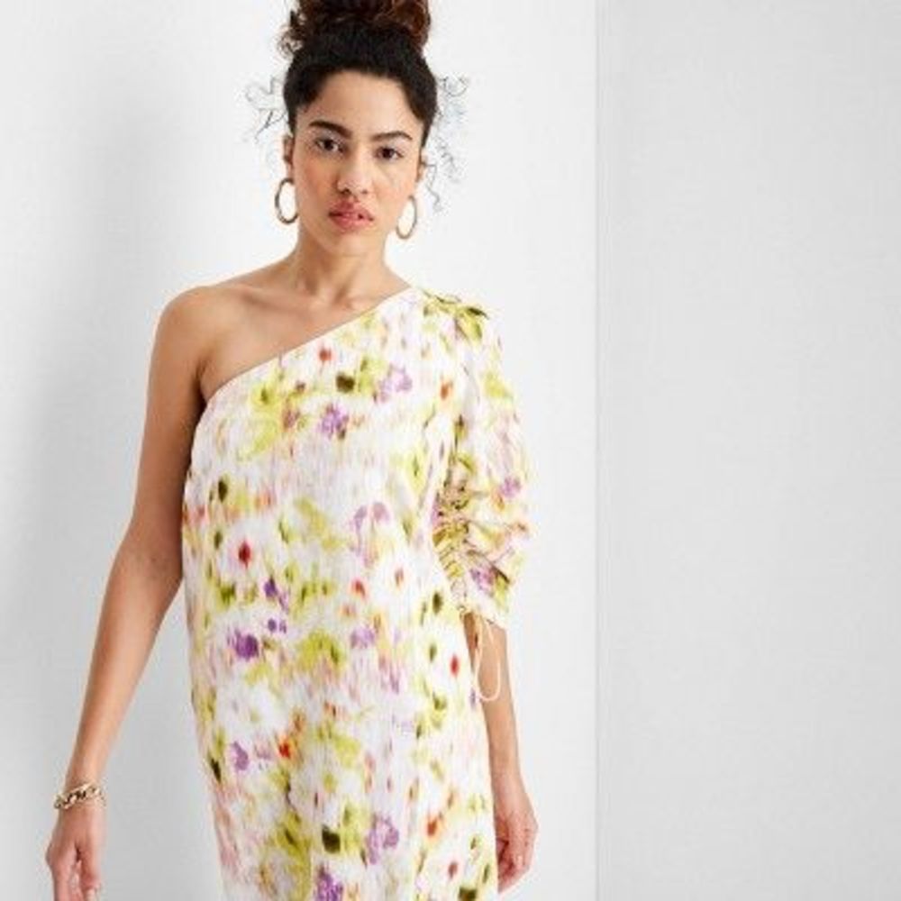 Women's Floral Print Long Sleeve One Shoulder Dress - Future Collective wit - Picture 2 of 3